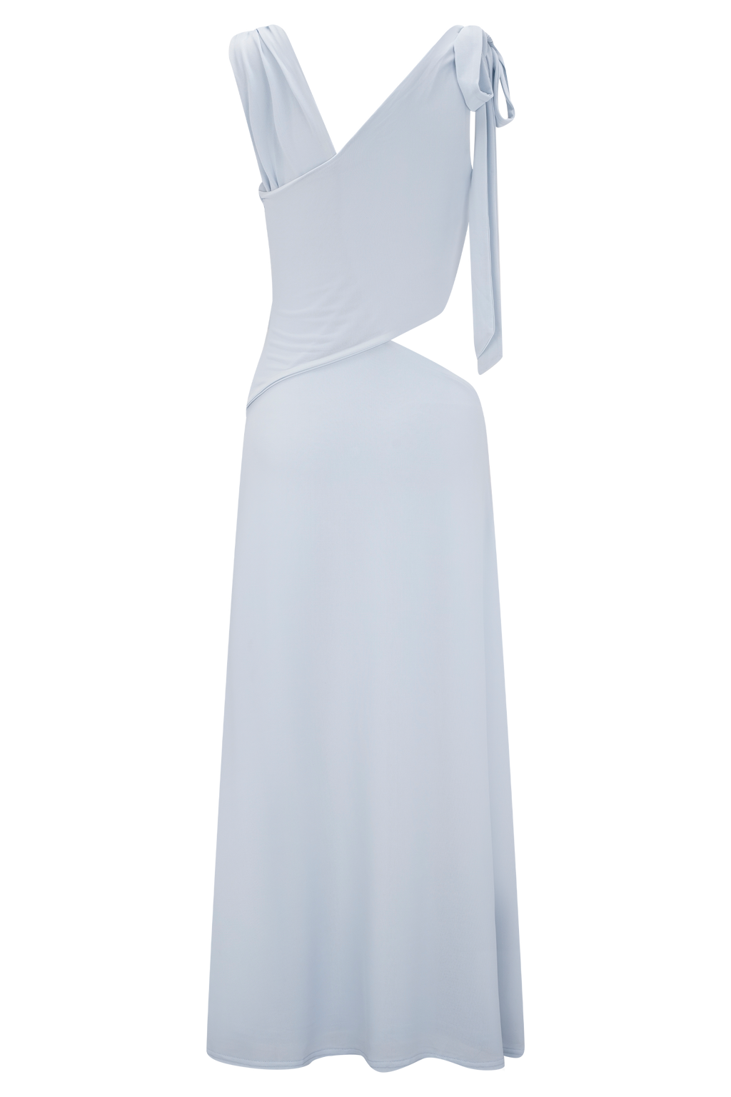 Raleigh Asymmetrical Slinky Midi Dress - Pale Blue