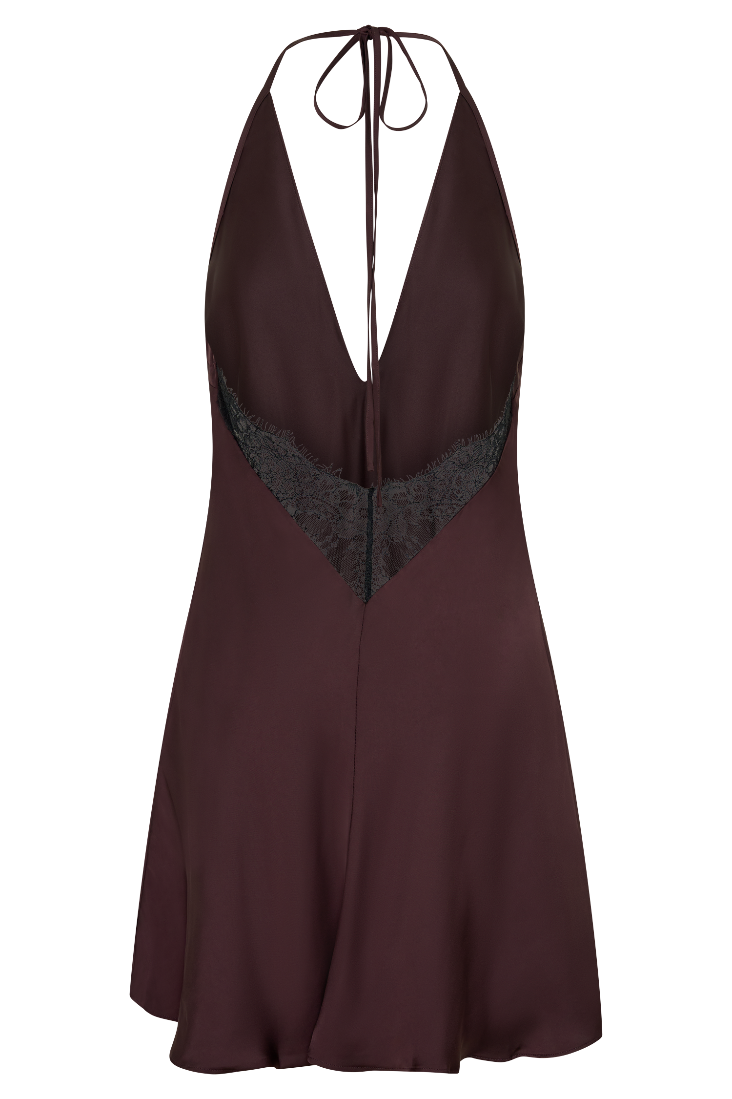 Regina Halter Lace And Satin Mini Dress - Chocolate