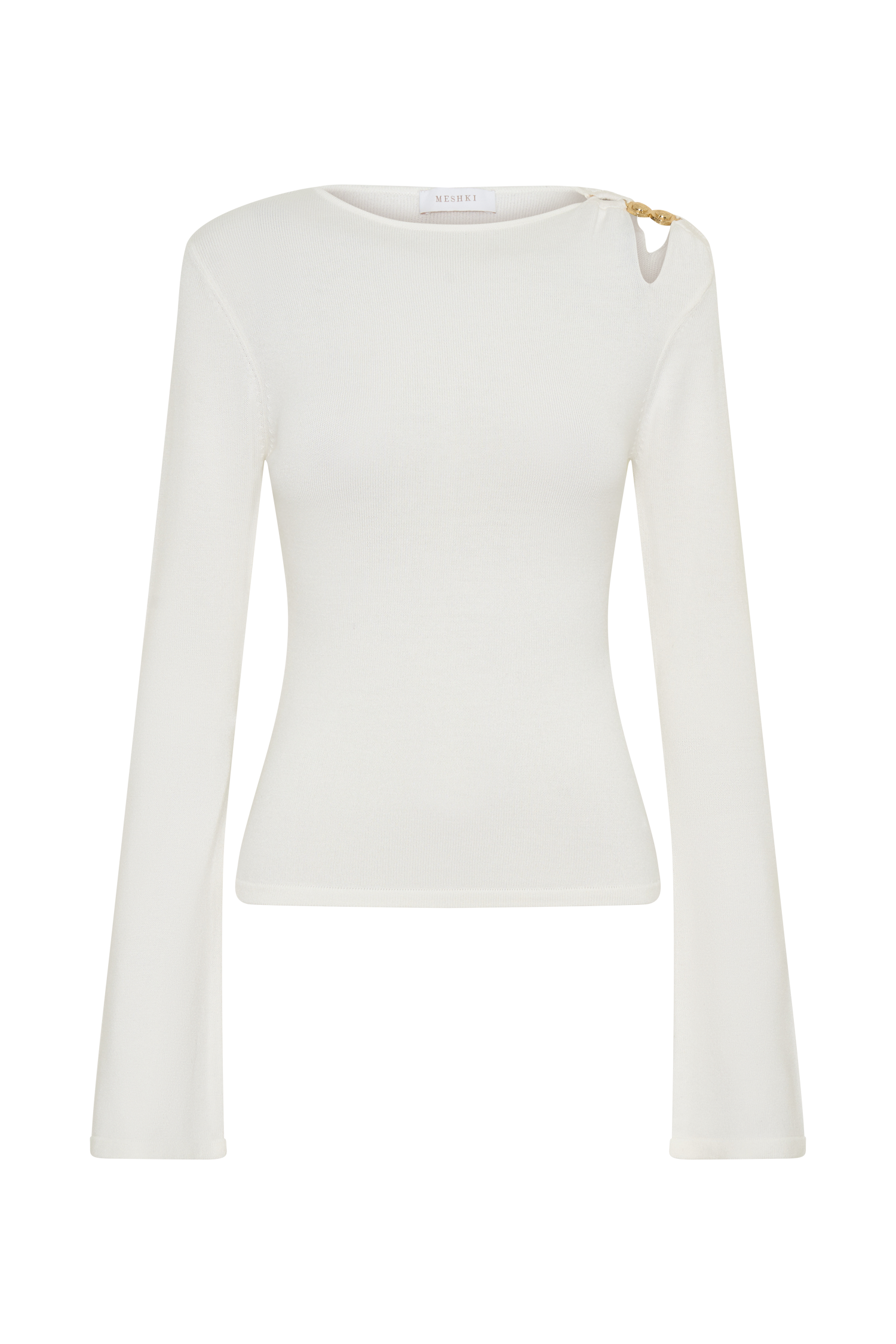 Ricky Knit Long Sleeve Longline Top - Ivory