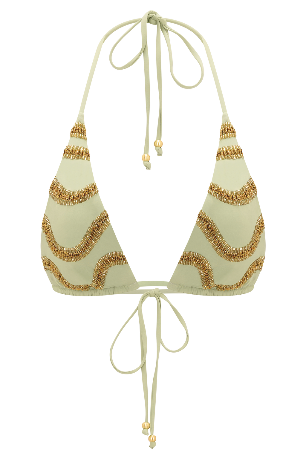 Robyn Beaded Triangle Bikini Top - Sage