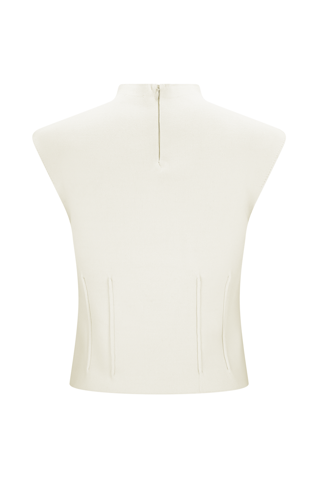 Romaine High Neck Bandage Knit Top - Ivory