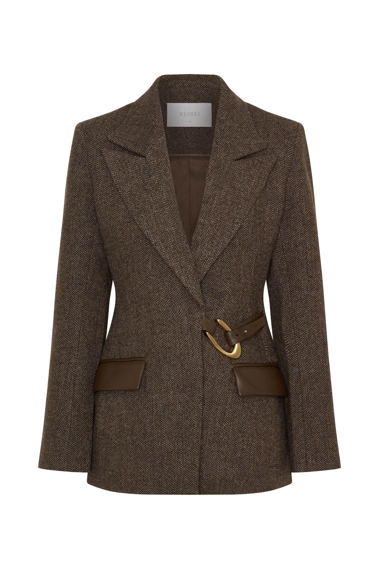 Romy Structured Blazer With Hardware - Herringbone