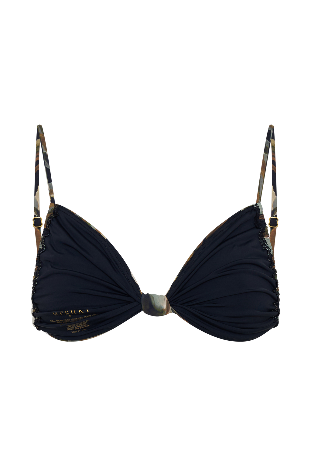 Rosmunda Ruched Bikini Top - Green Fluid Reverie Print