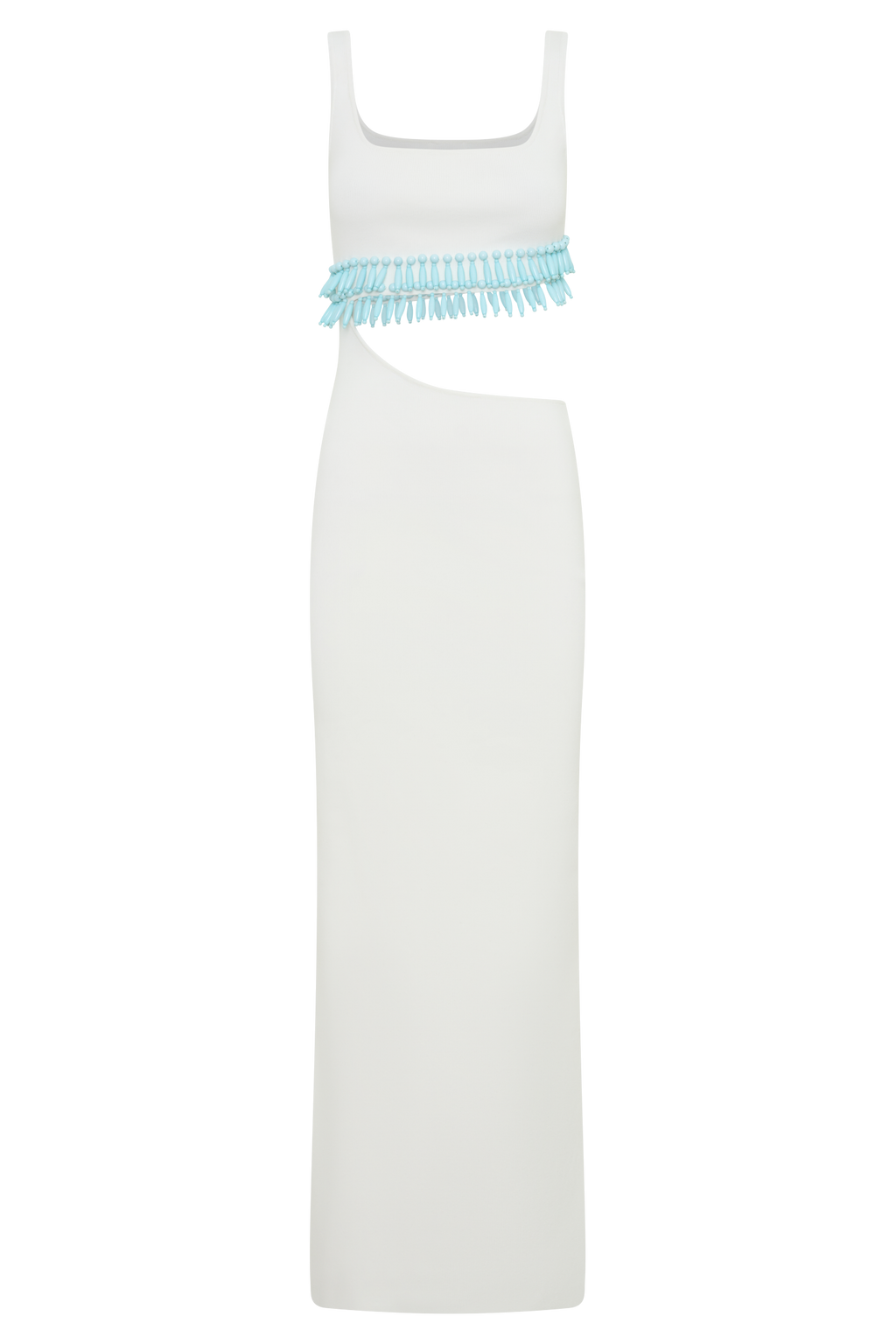 Ruvic Knit Maxi Beaded Dress - White
