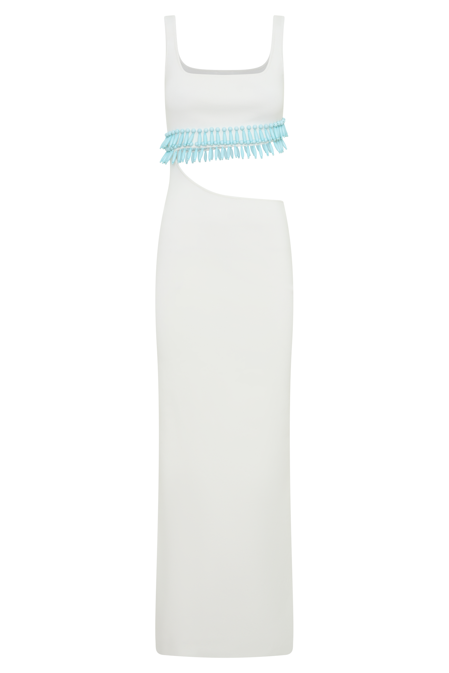 Ruvic Knit Maxi Beaded Dress - White