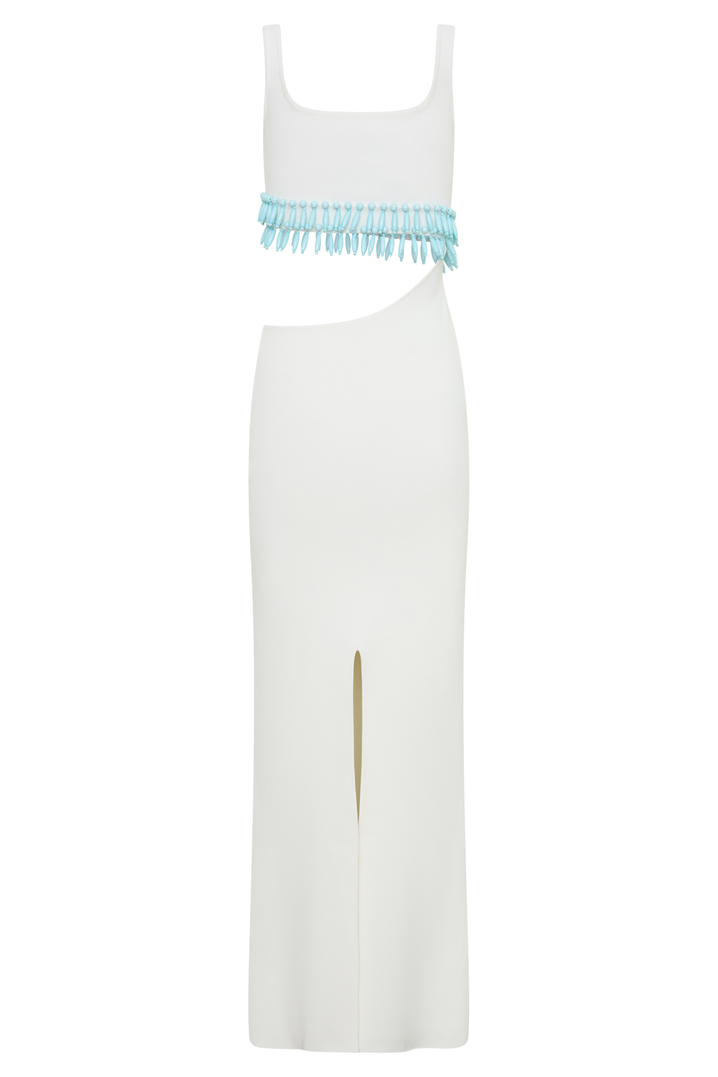Ruvic Knit Maxi Beaded Dress - White