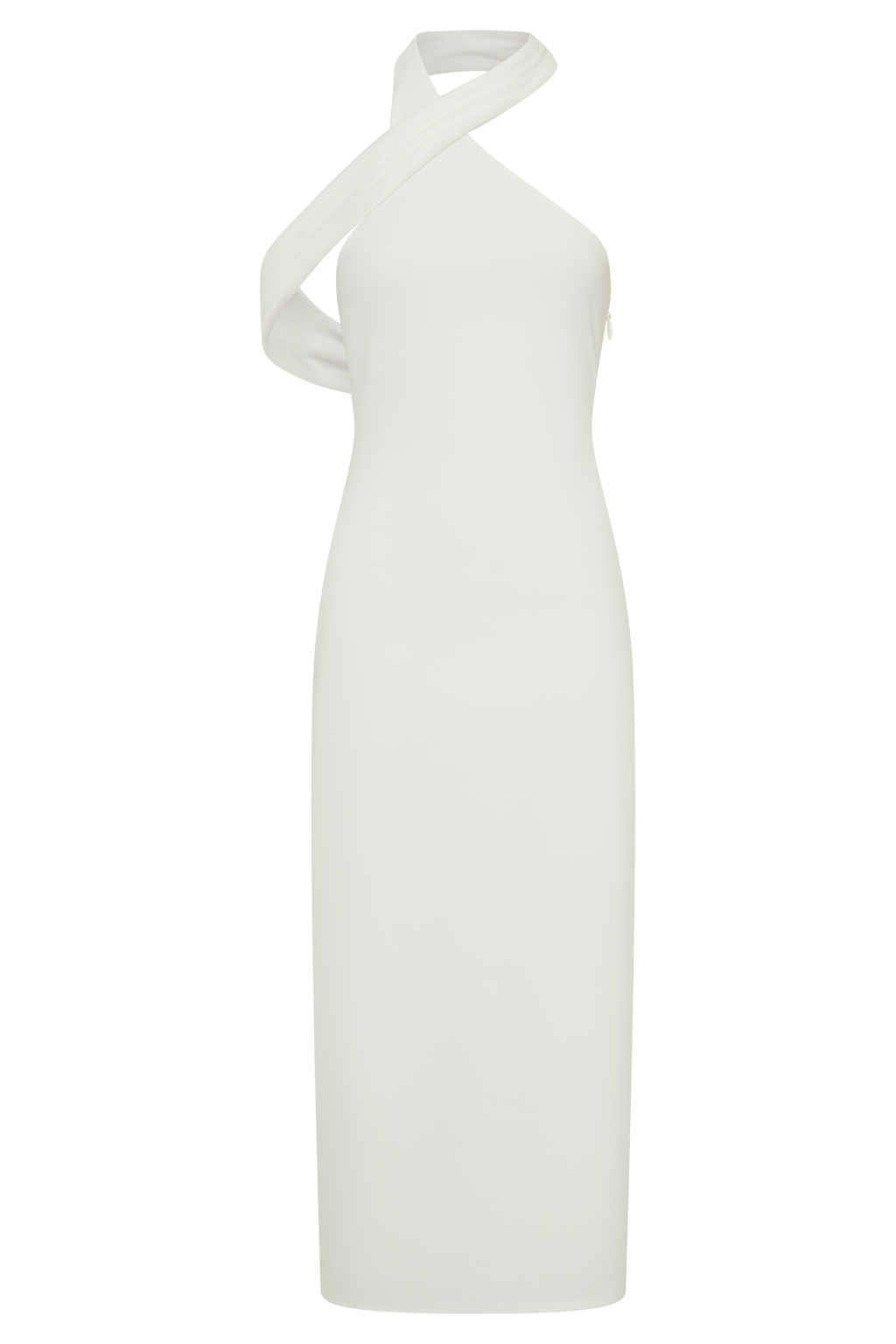 Sable Crossover Crepe Midi Dress - White