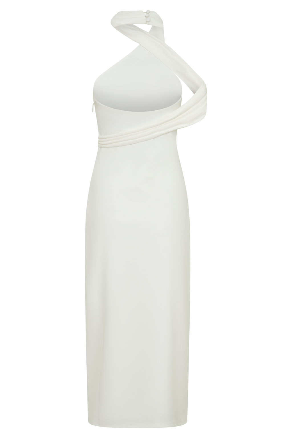 Sable Crossover Crepe Midi Dress - White