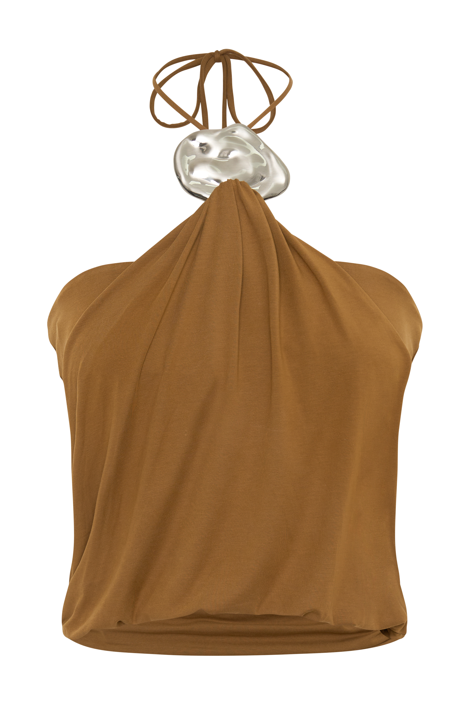 Sade Halter Top With Hardware - Caramel