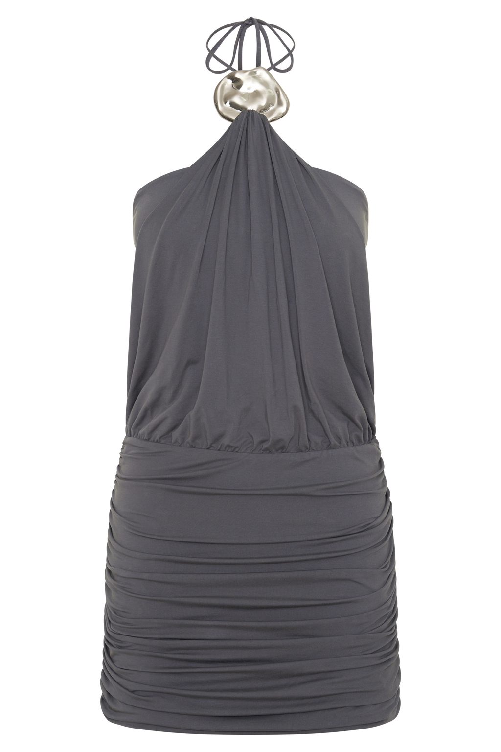 Sade Halter With Hardware Mini Dress - Grey