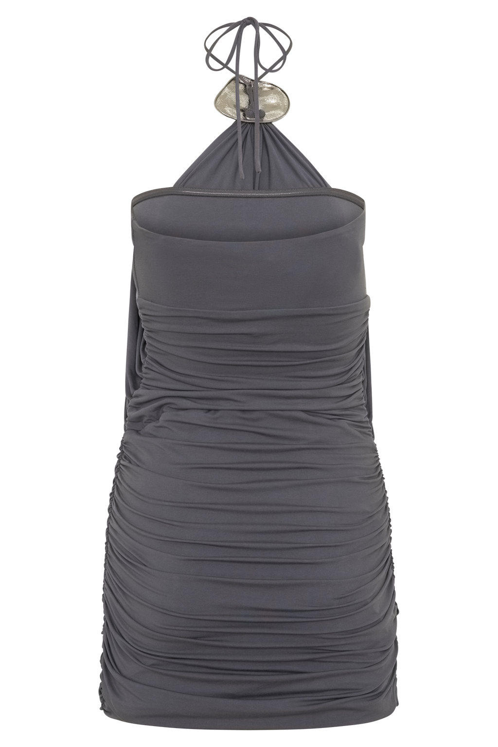 Sade Halter With Hardware Mini Dress - Grey
