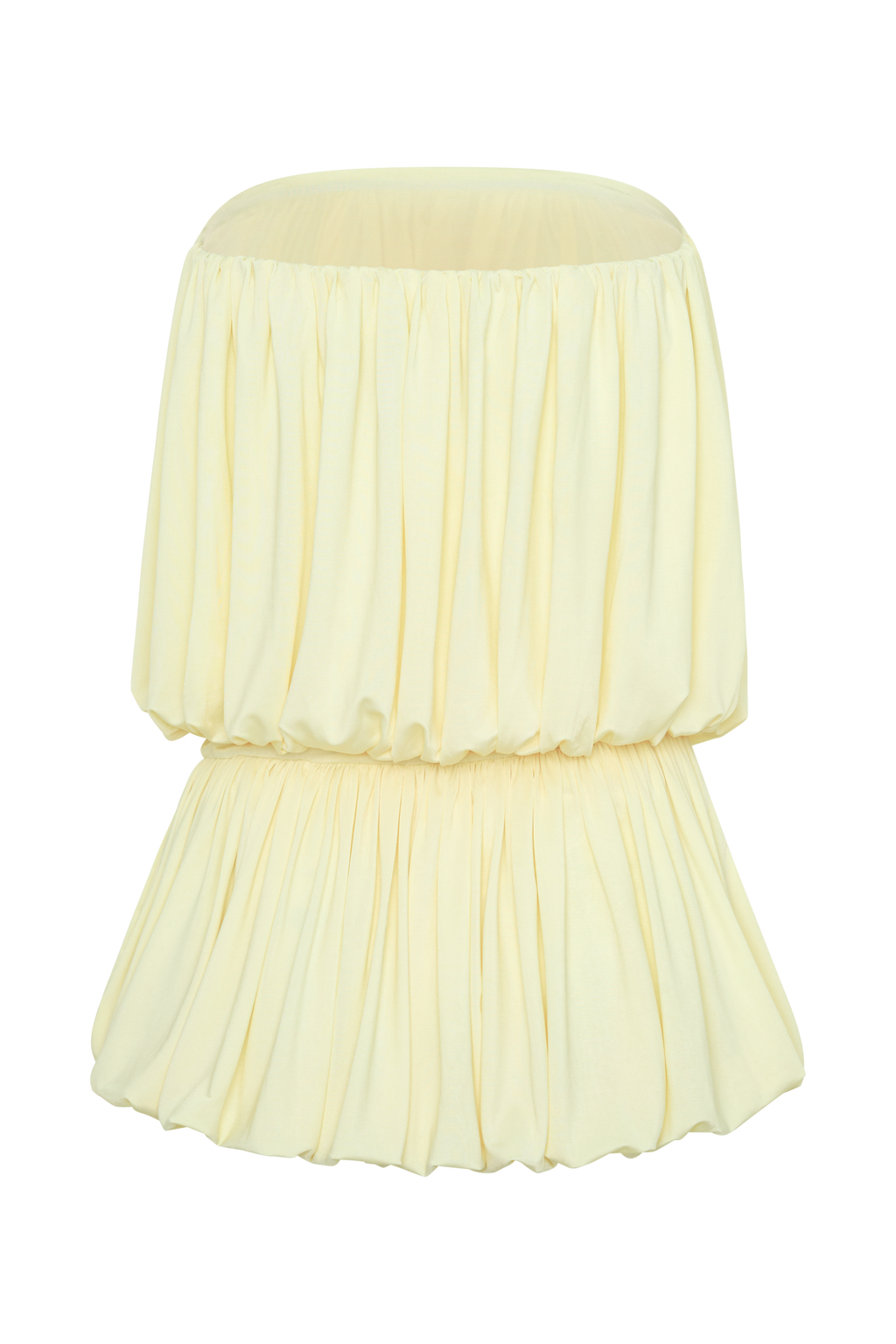 Safiya Strapless Gathered Bubble Mini Dress - Lemon