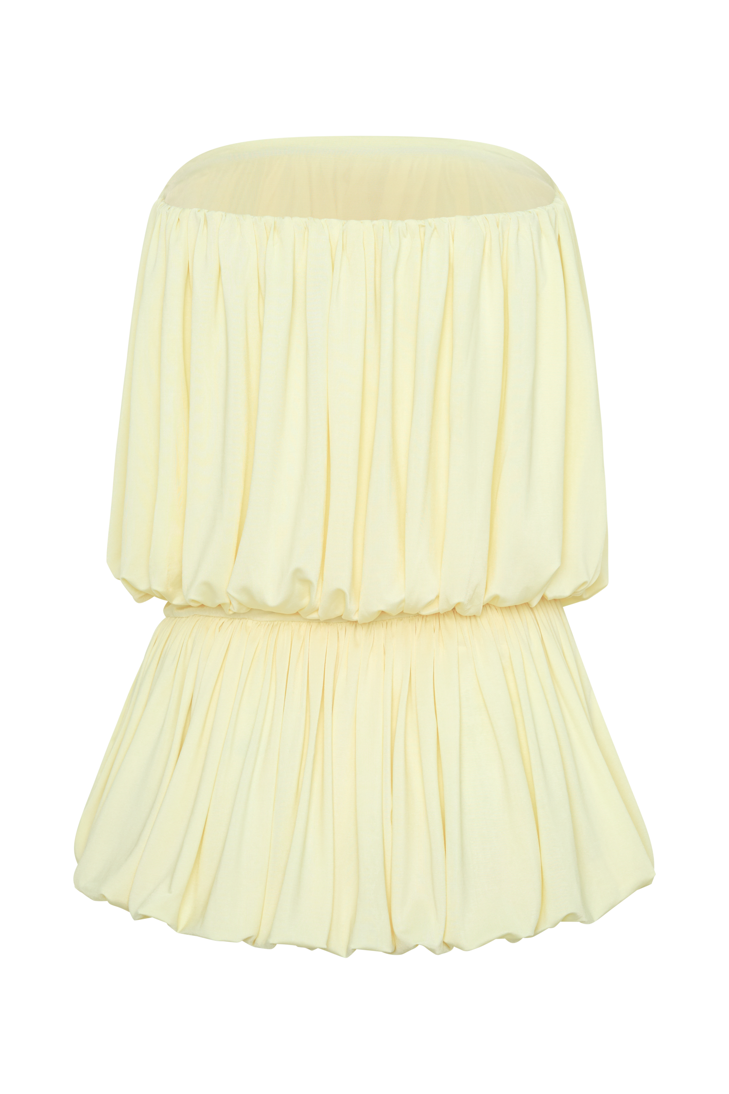 Safiya Strapless Gathered Bubble Mini Dress - Lemon