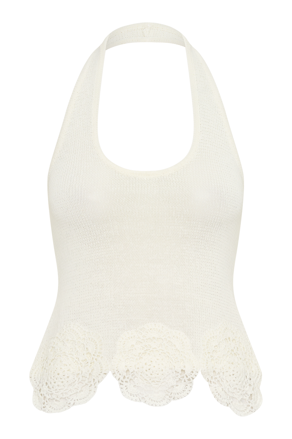 Salley Crochet Halter Longline Top - Ivory