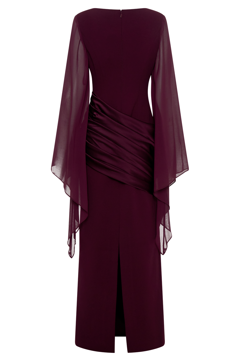 Samantha Waterfall Sleeves Maxi Dress - Wine