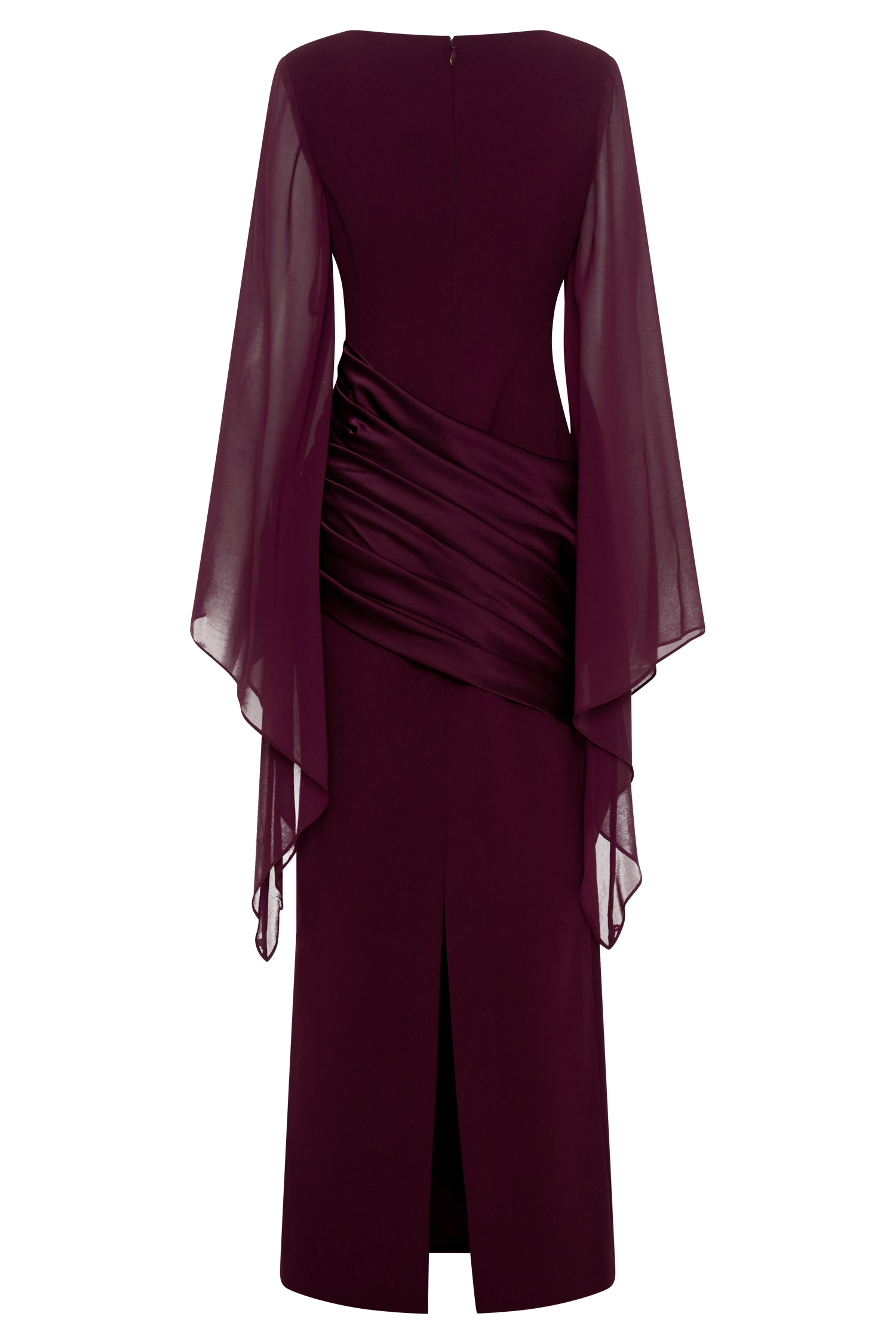 Samantha Waterfall Sleeves Maxi Dress - Wine
