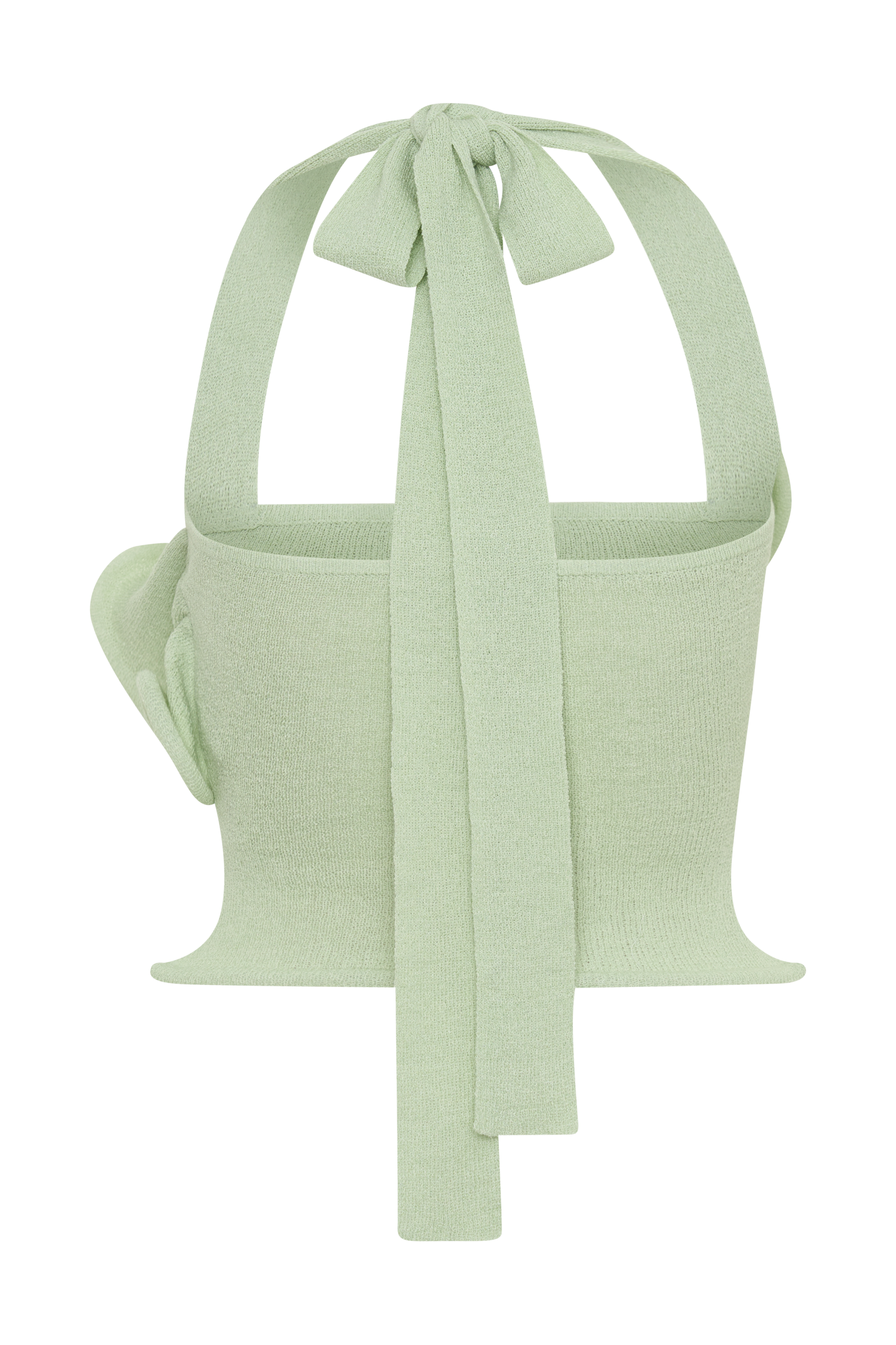 Samira Halter Knit Twist Top - Pastel Green