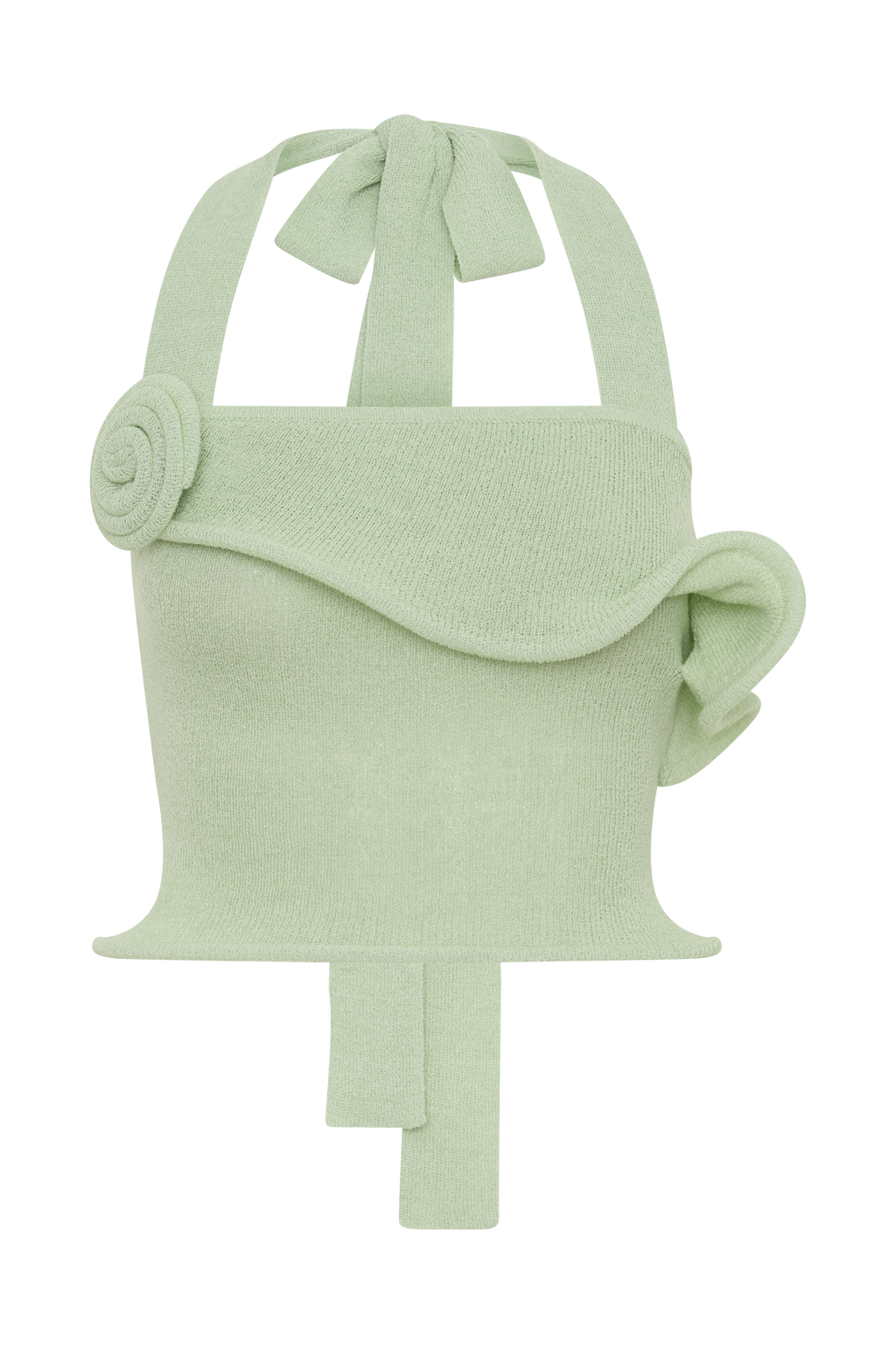 Samira Halter Knit Twist Top - Pastel Green