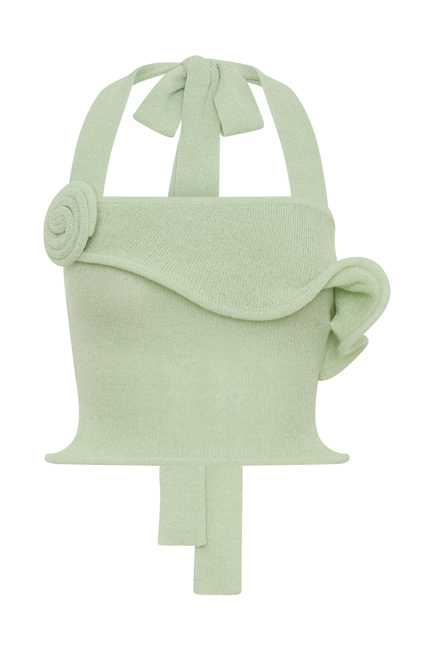 Samira Halter Knit Twist Top - Pastel Green