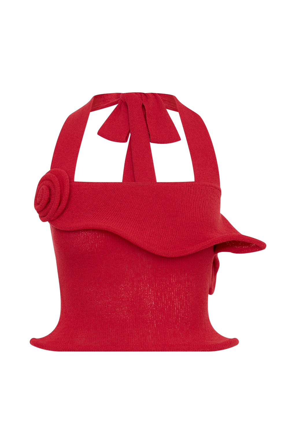 Samira Halter Knit Twist Top - Red
