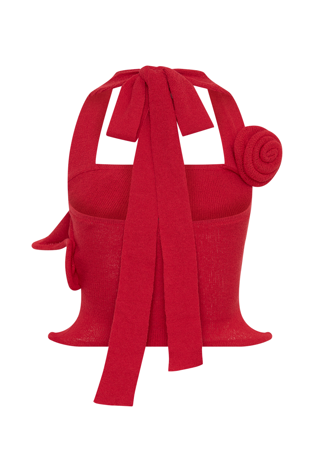 Samira Halter Knit Twist Top - Red