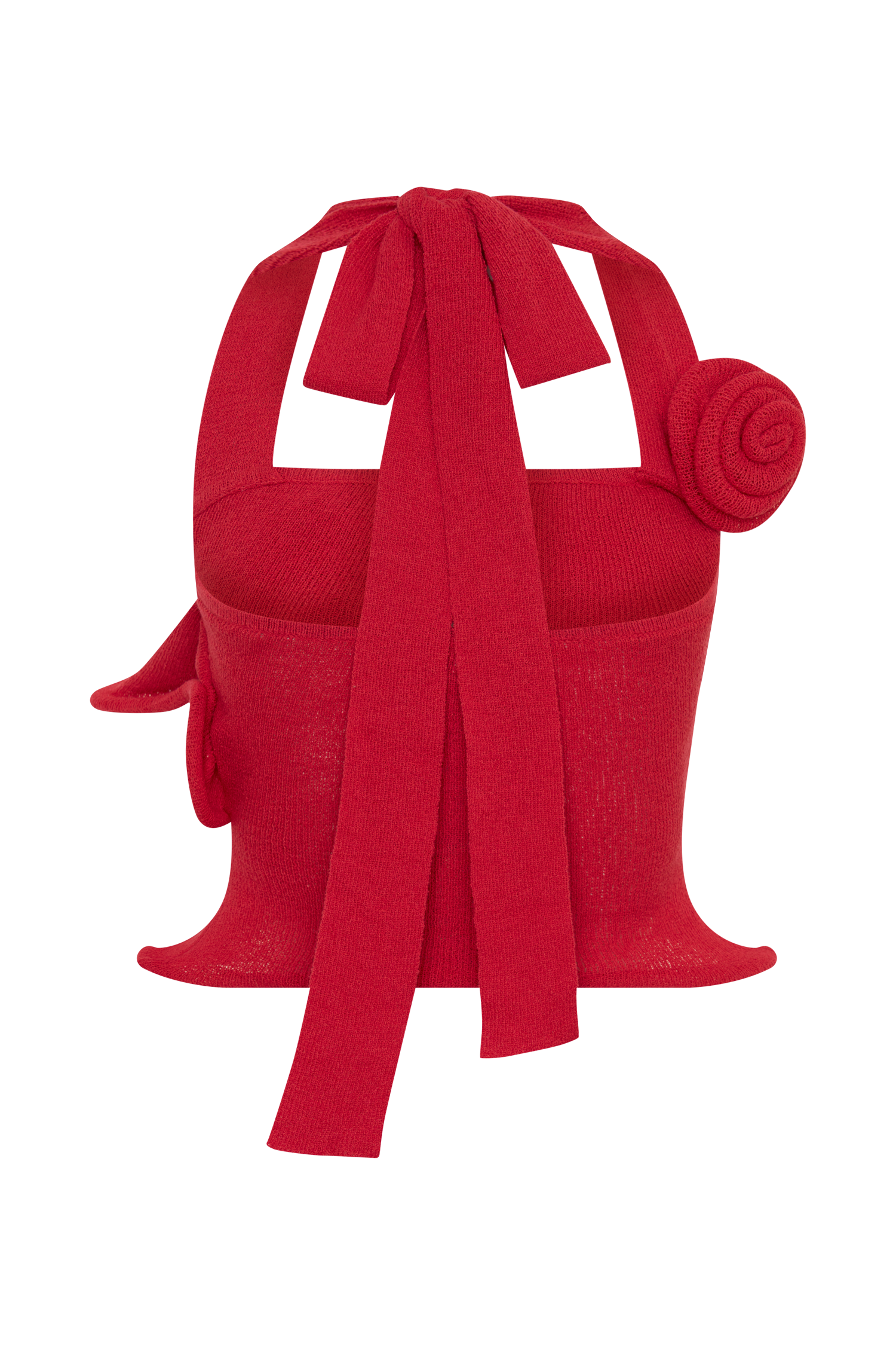 Samira Halter Knit Twist Top - Red
