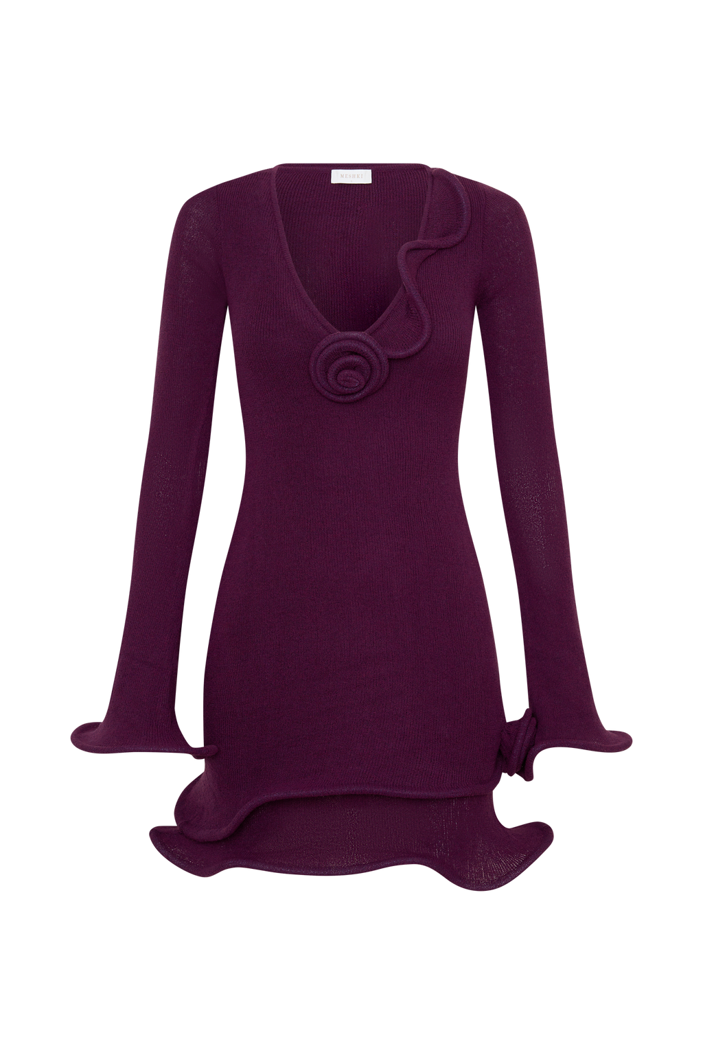 Samira Knit Long Sleeve Mini Dress - Plum