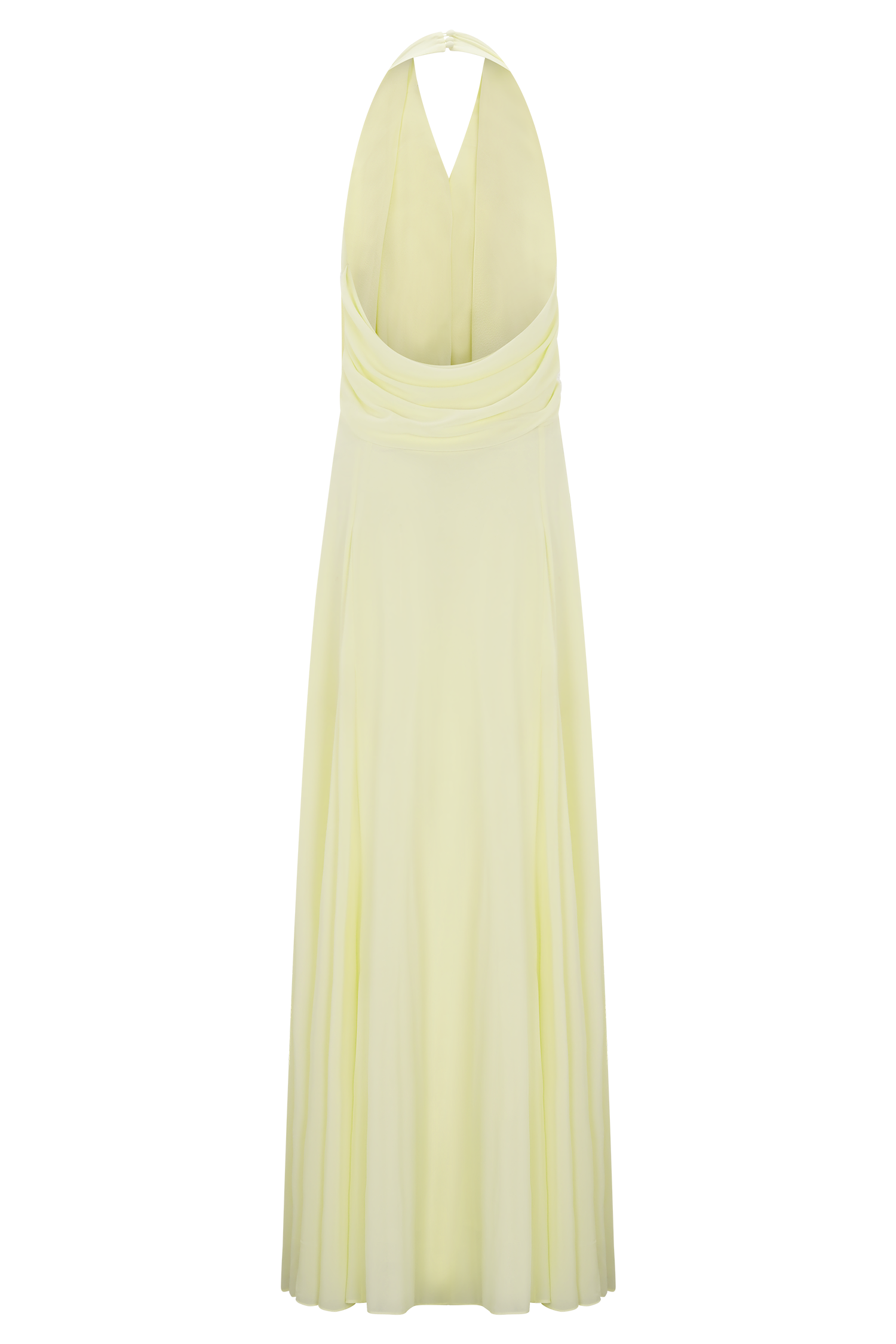 Santal Floral Chiffon Halter Maxi Dress - Lemon