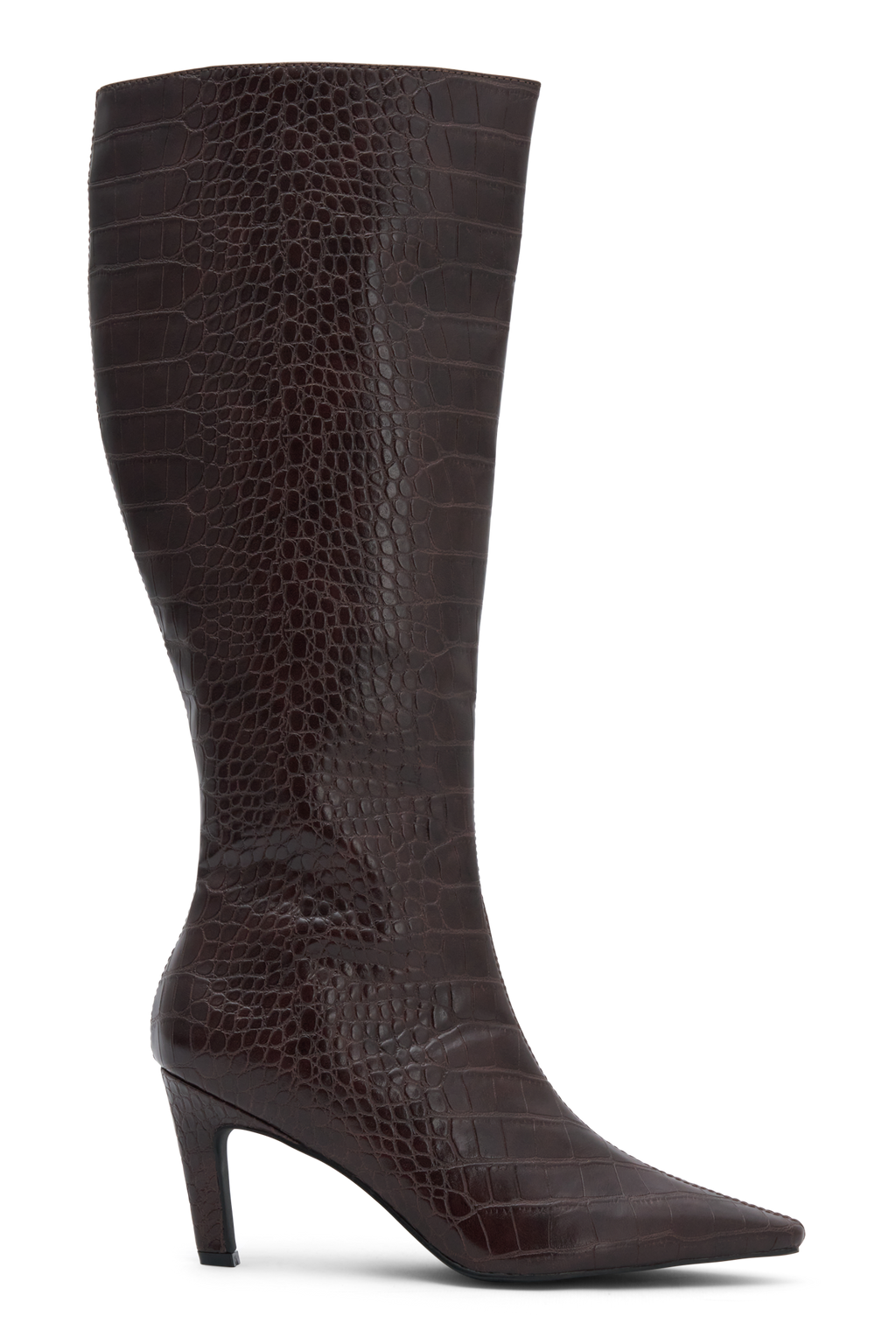 Sarah Faux Leather Crocodile Boot - Chocolate