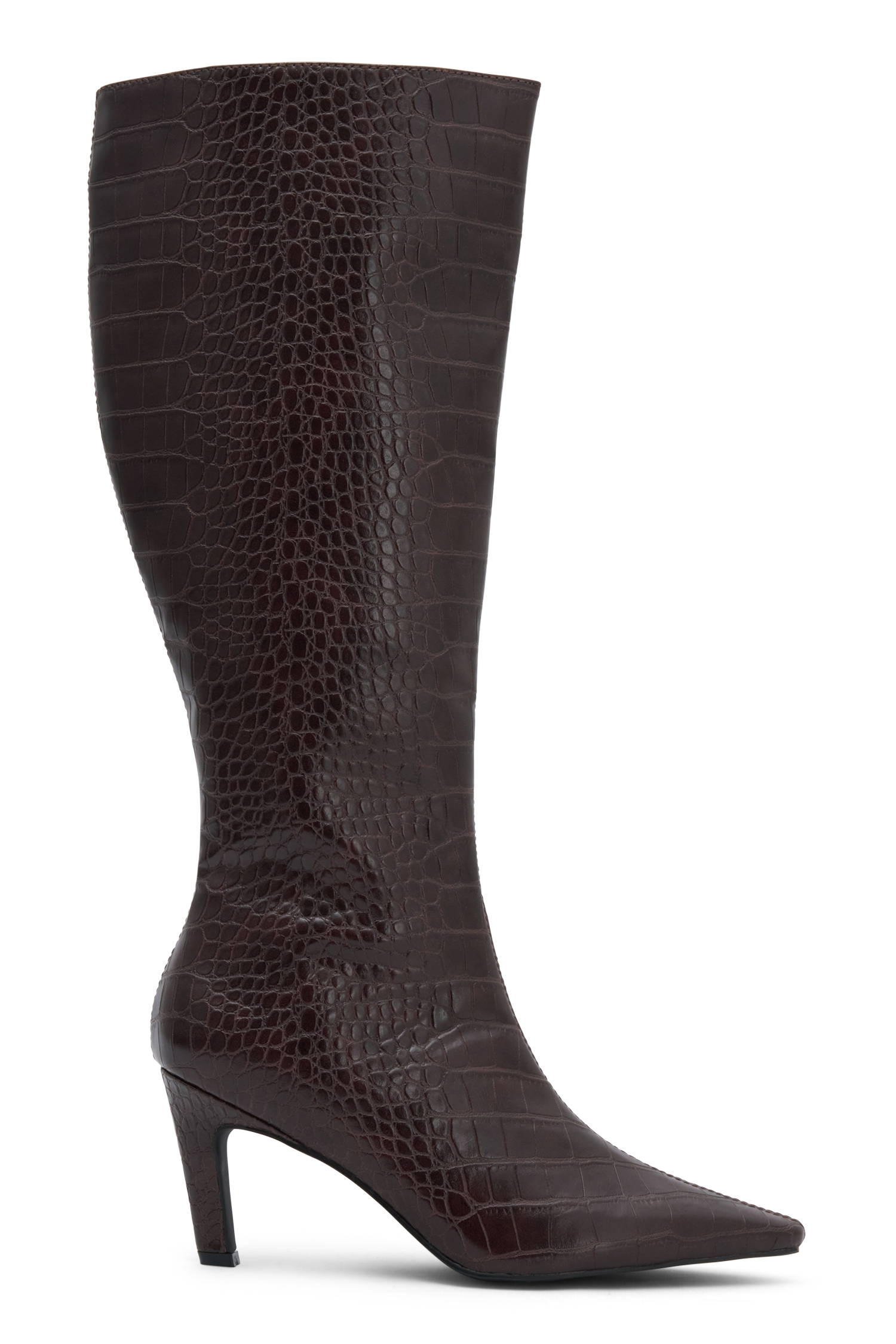 Sarah Faux Leather Crocodile Boot - Chocolate