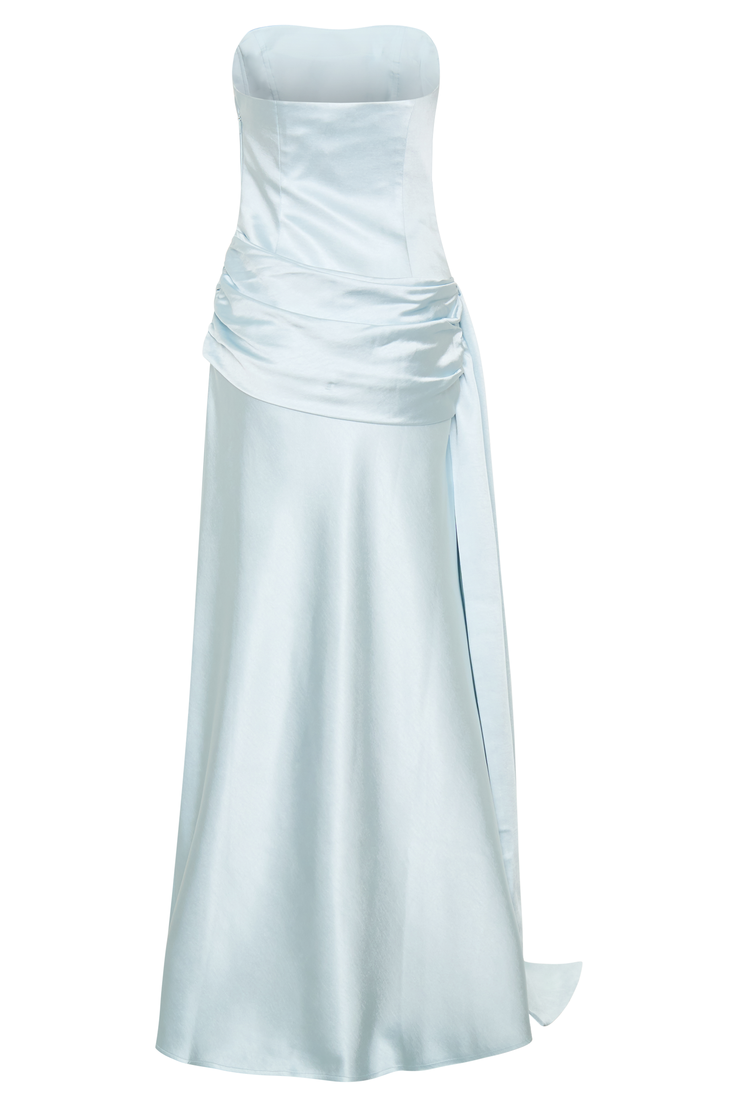 Sarah Strapless Maxi Dress With Waist Tie - Ice Blue