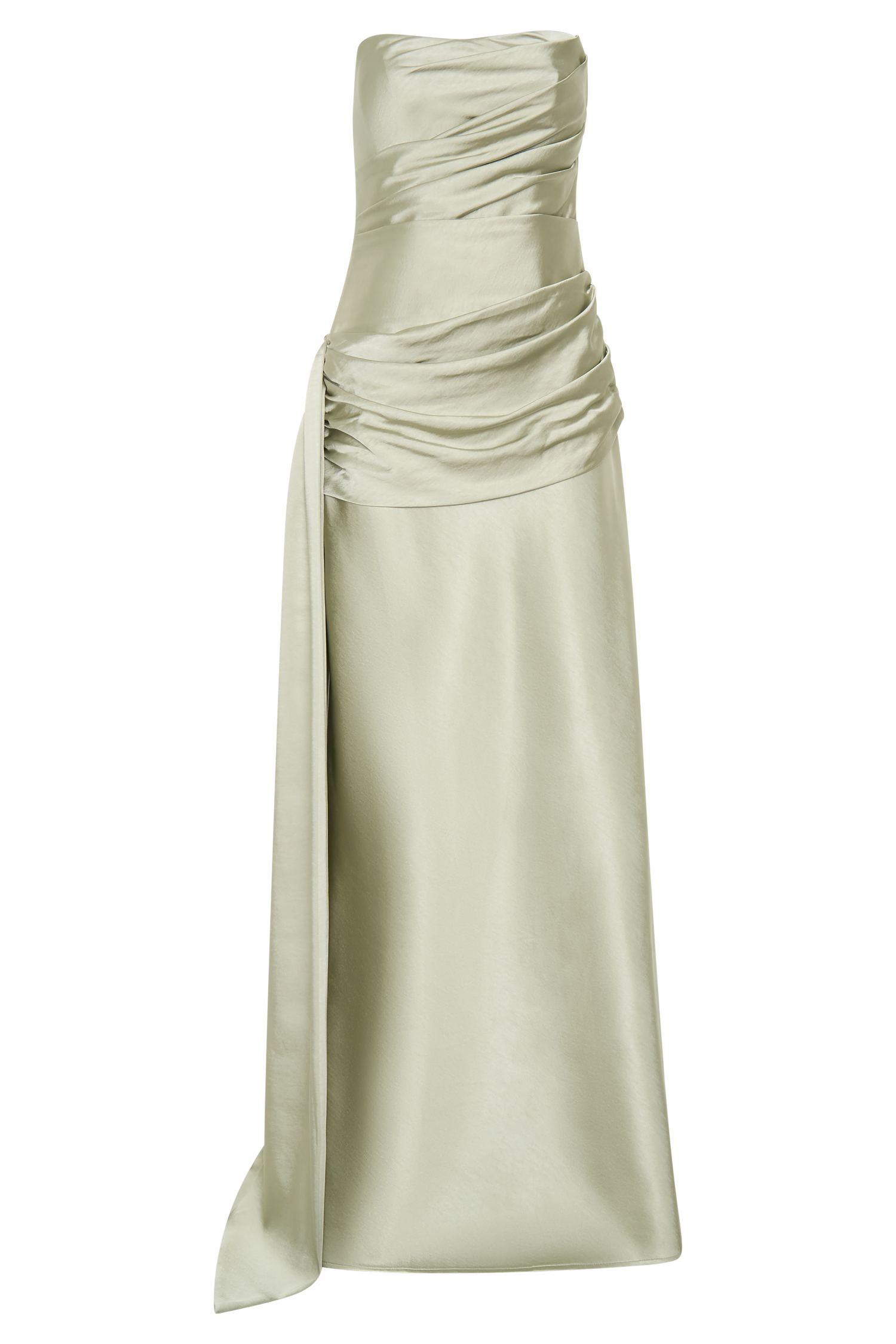 Sarah Strapless Maxi Dress With Waist Tie - Sage