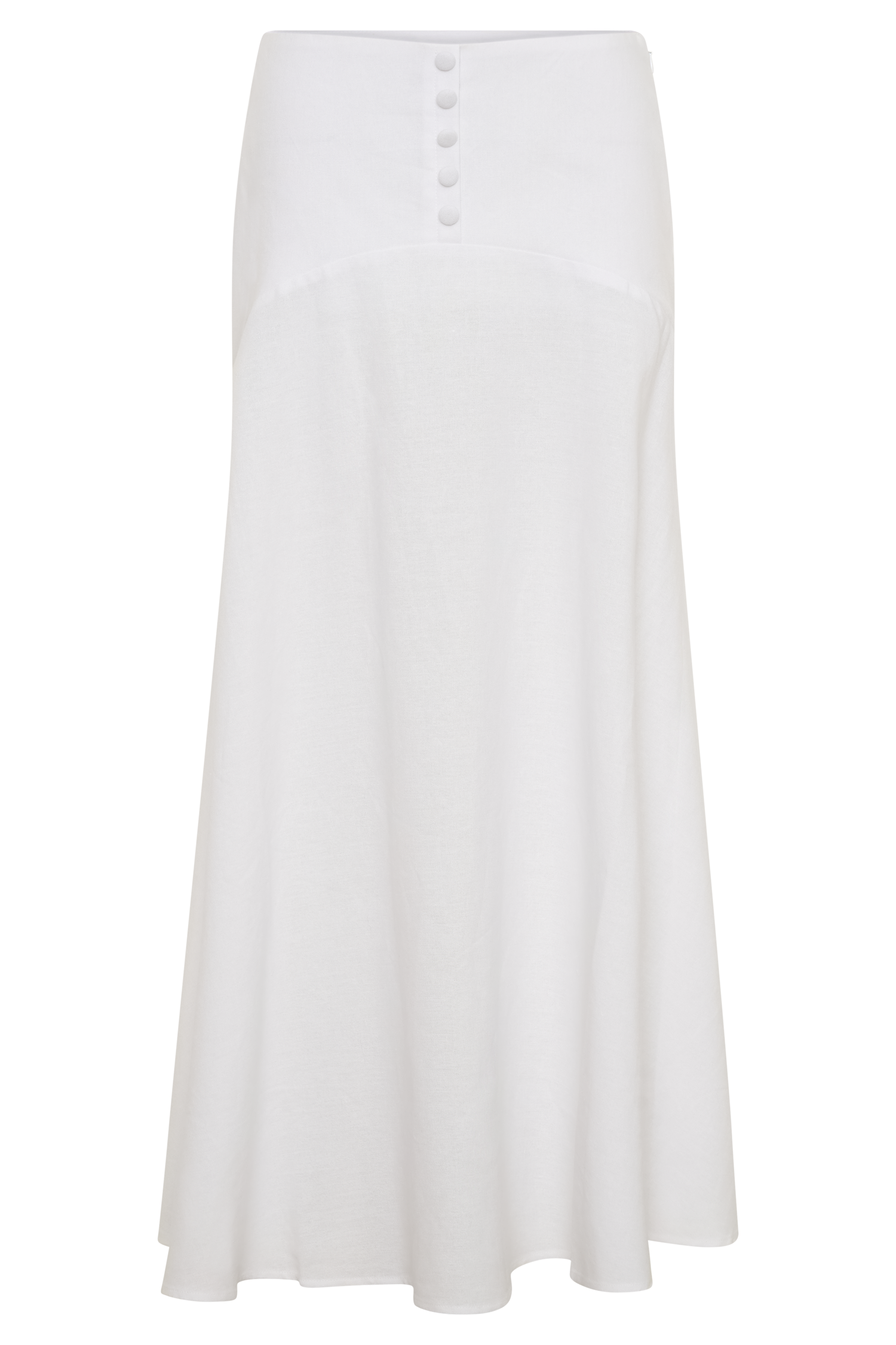 Selma Curved Waist Midi Skirt - White