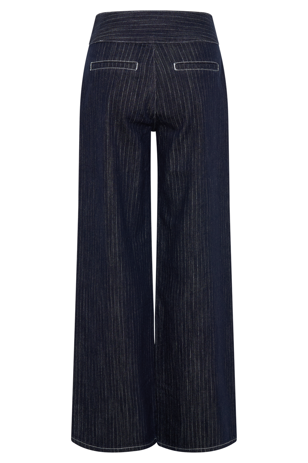 Sienna Flare Mid Rise Denim Jeans - Indigo Pinstripe