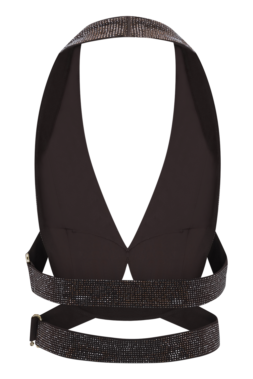 Siren Satin And Diamante Halter Top - Dark Chocolate