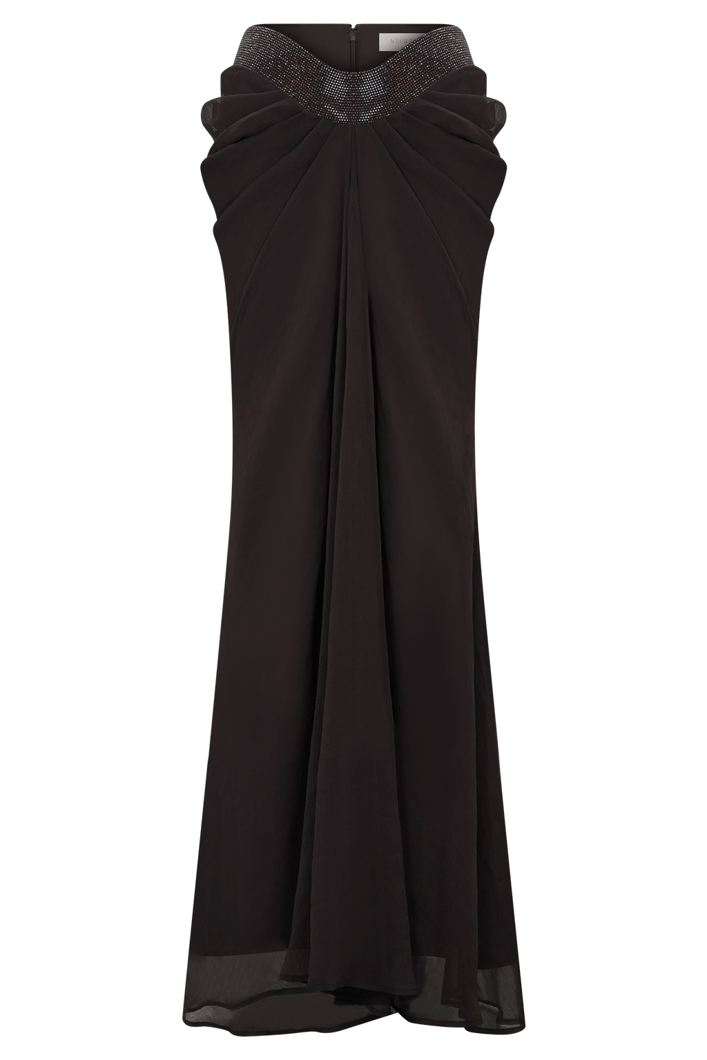Siren Satin And Diamante Maxi Skirt - Dark Chocolate