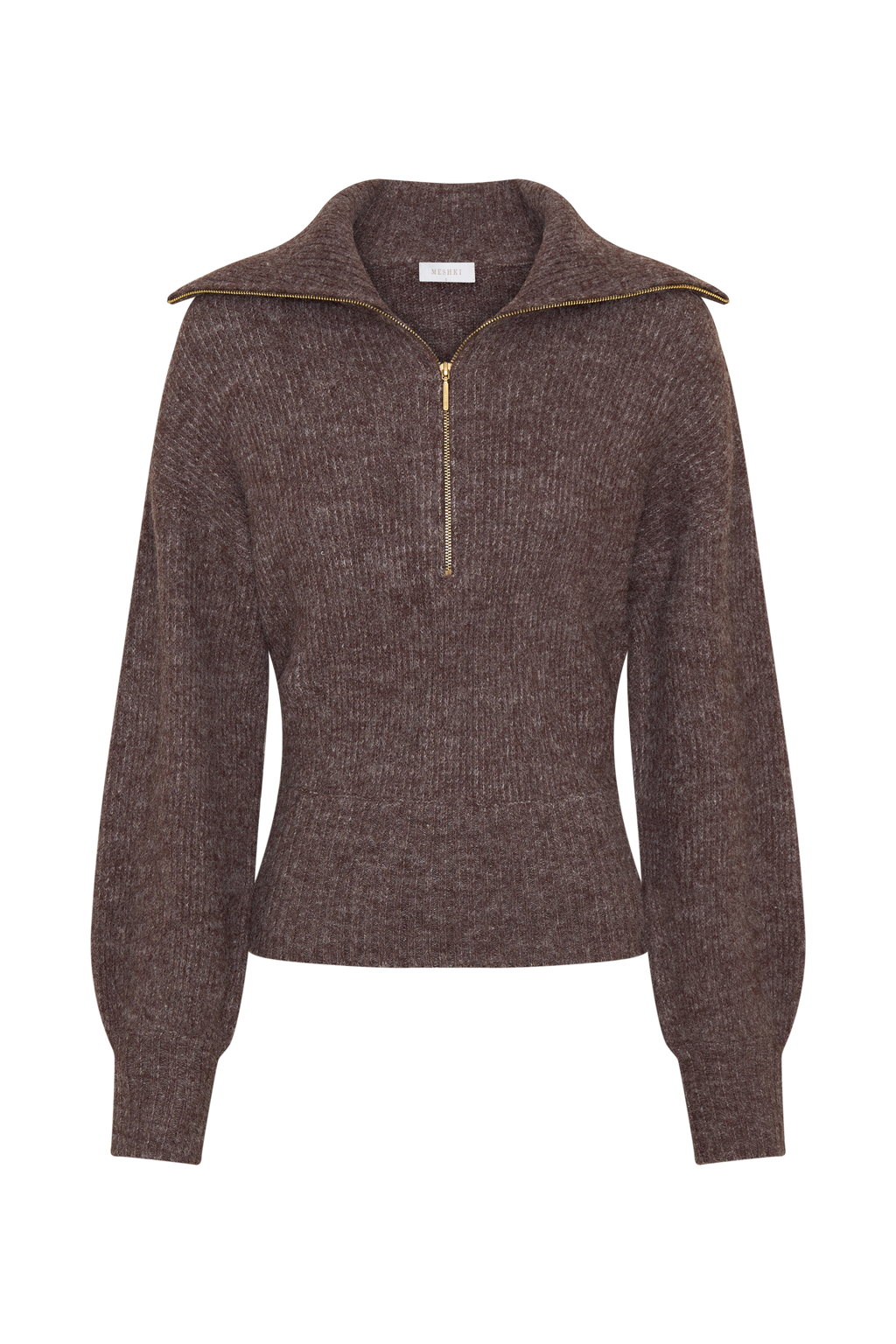 Skylaine Zip Knit Jumper - Brown Marle