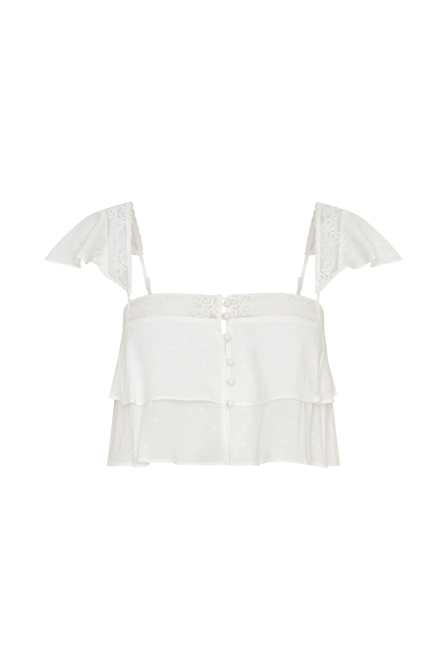 Skylar Lace Sleeveless Crop Top - White