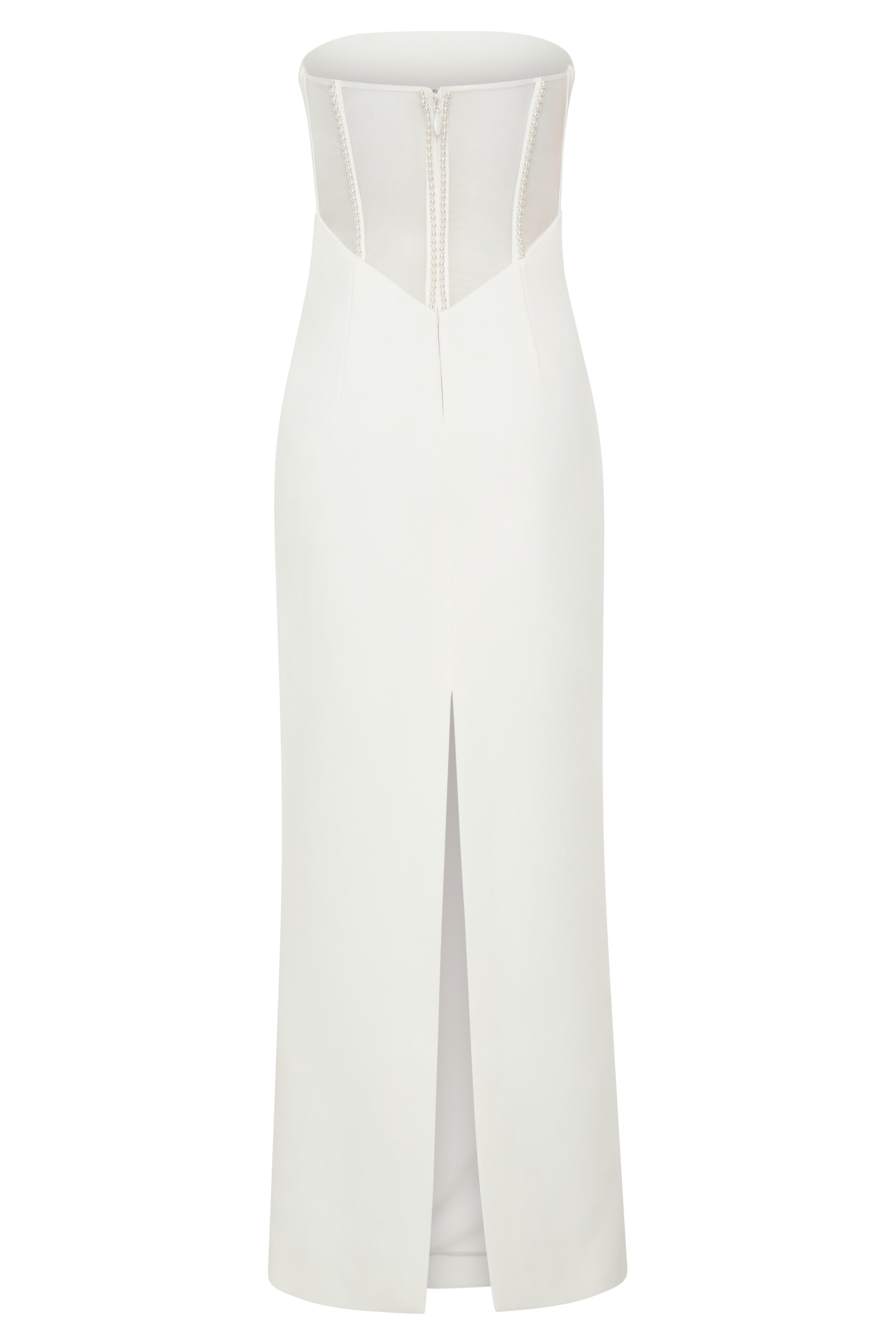 Sloane Strapless Maxi Dress With Pearls - White