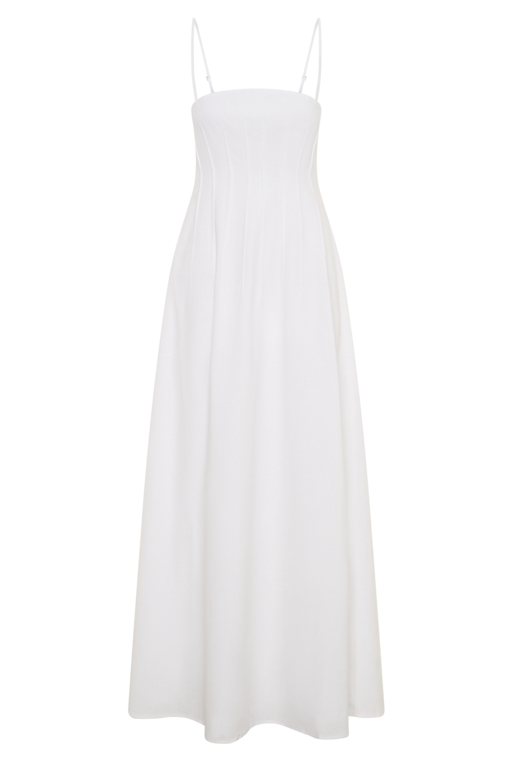 Sofie Pintuck Linen Maxi Dress - White