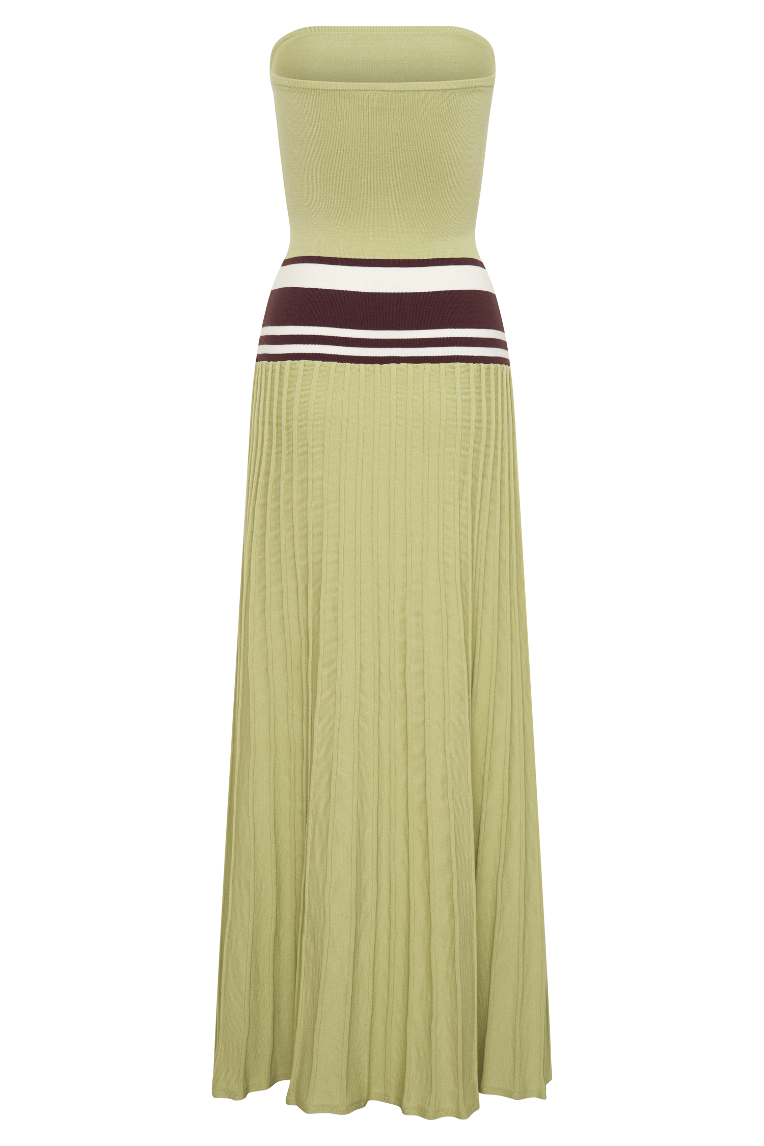 Solaris Strapless Contrast Knit Maxi Dress - Light Olive