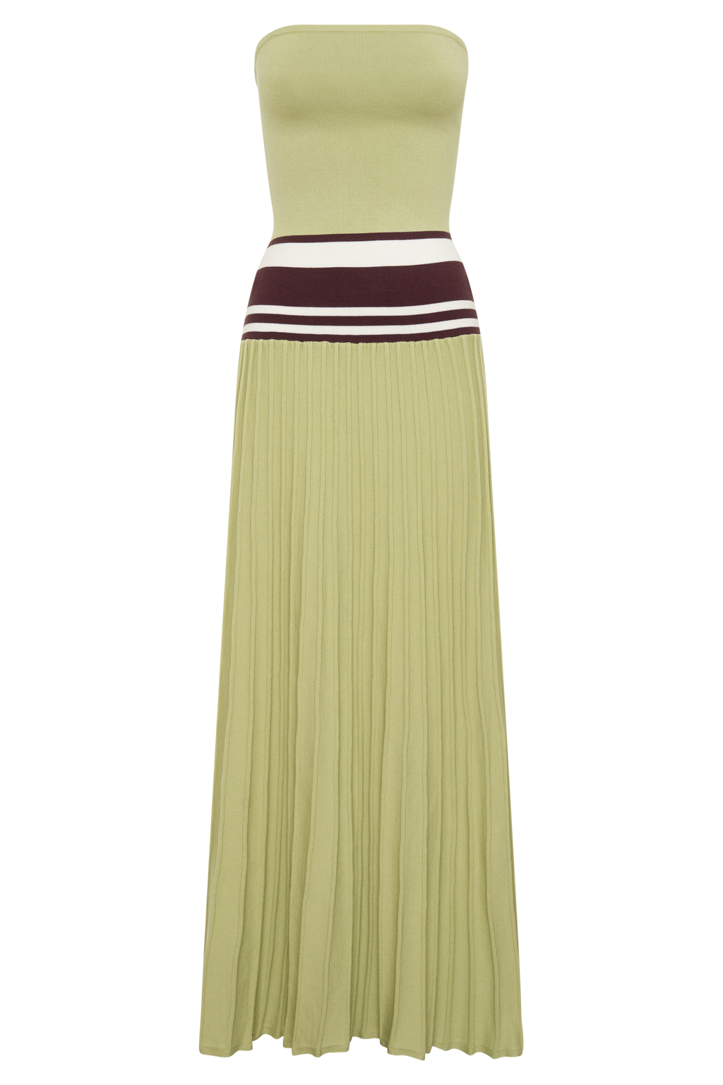 Solaris Strapless Contrast Knit Maxi Dress - Light Olive