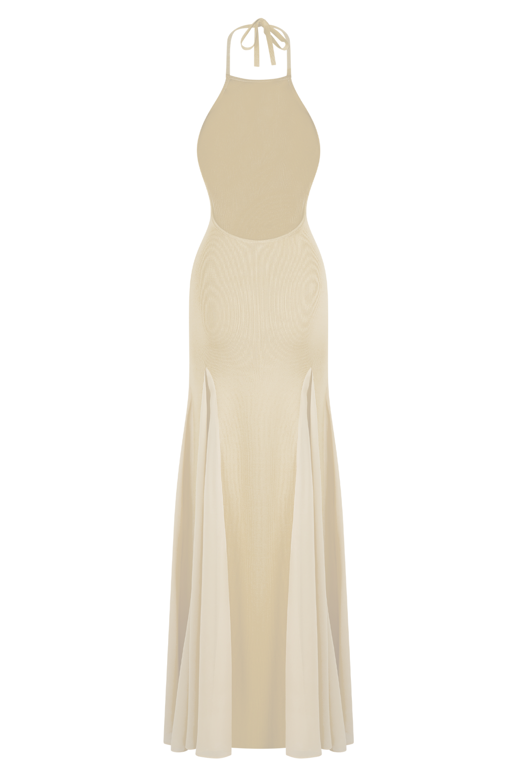 Soleil Knit And Mesh Halter Maxi Dress - Cream