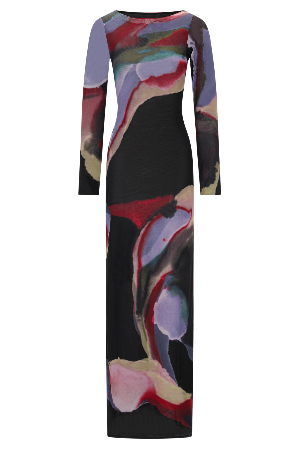 Soraya Long Sleeve Mesh Maxi Dress - Multi Fluid Reverie Print
