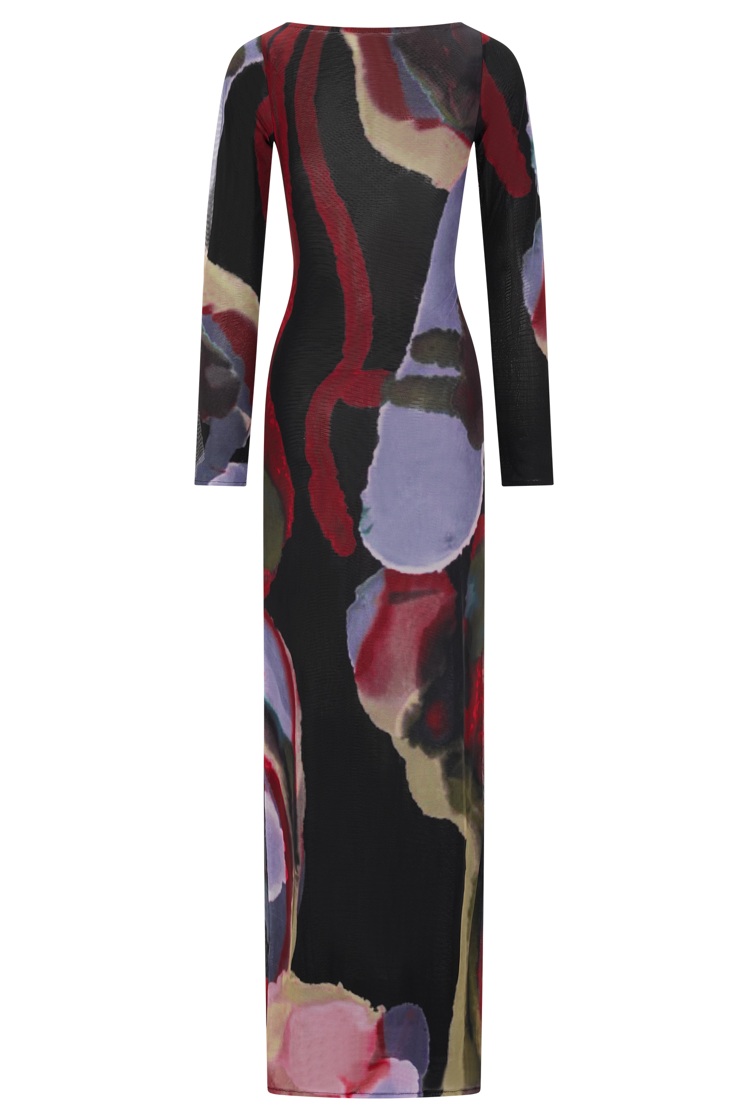 Soraya Long Sleeve Mesh Maxi Dress - Multi Fluid Reverie Print