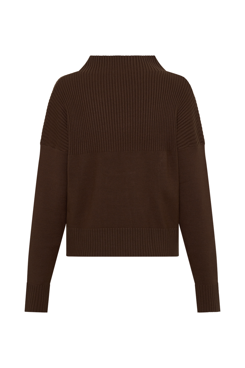 Stanley Ribbed High Neck Jumper - Chocolate