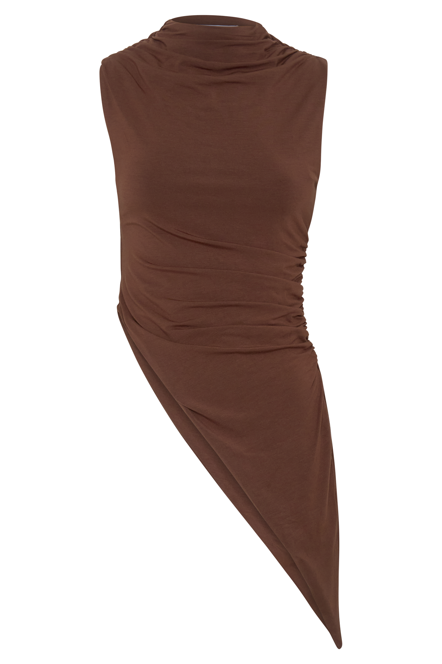 Suong High Neck Gathered Top - Mocha