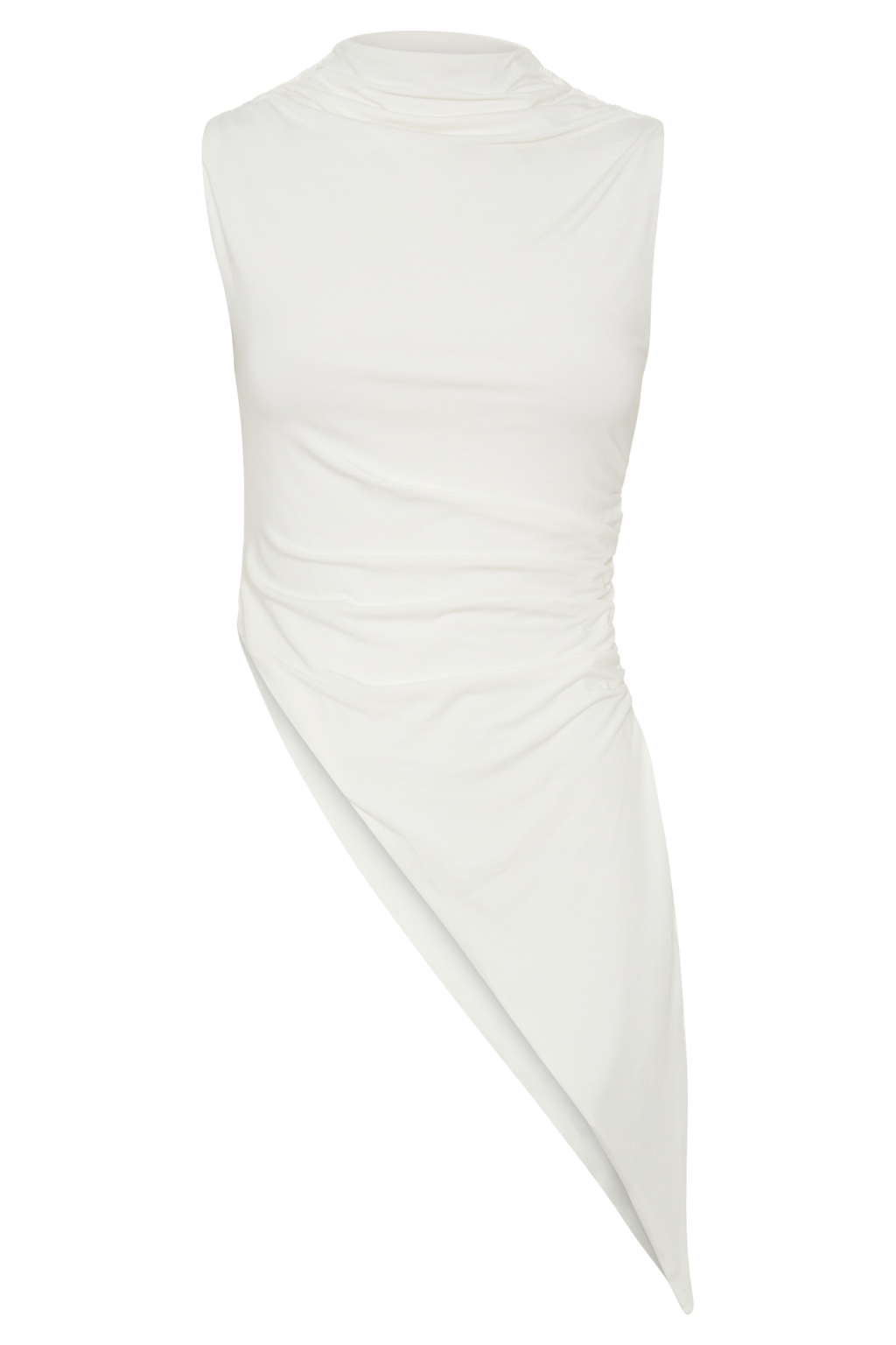 Suong High Neck Gathered Top - White