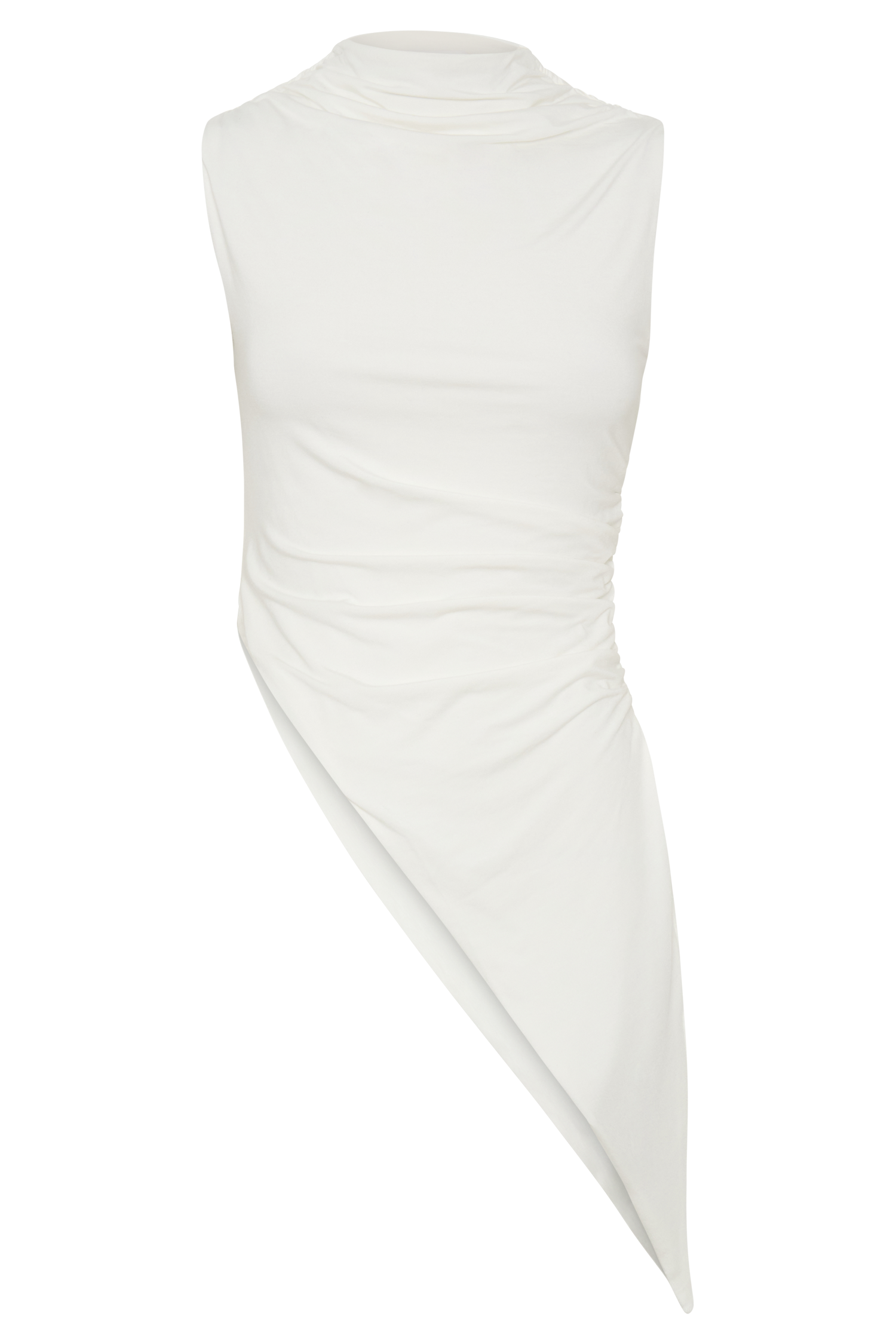 Suong High Neck Gathered Top - White