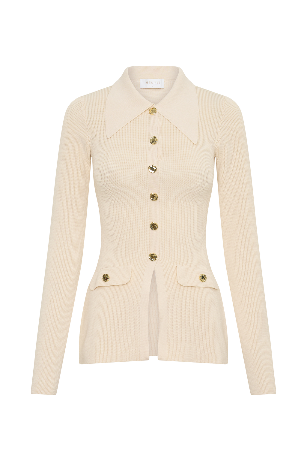 Suzie Ribbed Long Sleeve Longline Top - Ivory